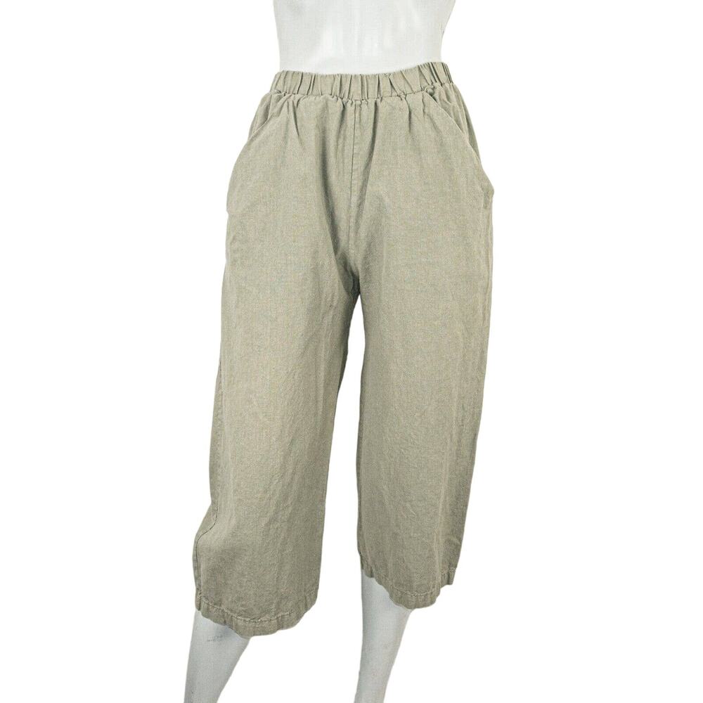 GO GENTLY Nation Crop Relaxed Pant elastic green size Small